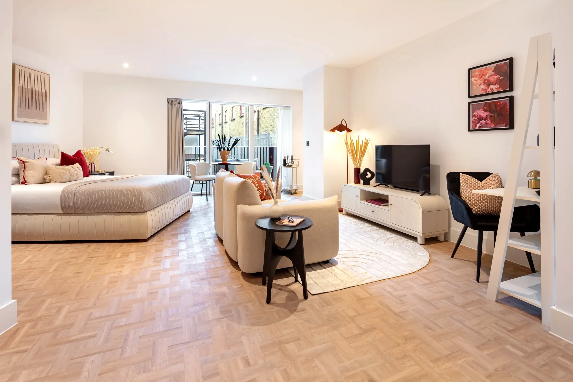Clapham Studio, furnished living area with natural light