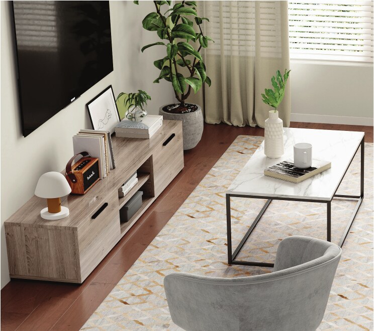 Close-up of a coordinated living room furniture scheme